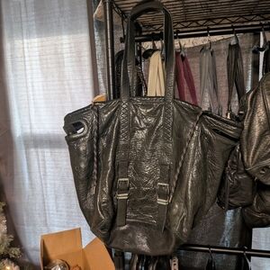 Zadig & Voltaire Large Bianca Black Leather Tote with Buckle Detail